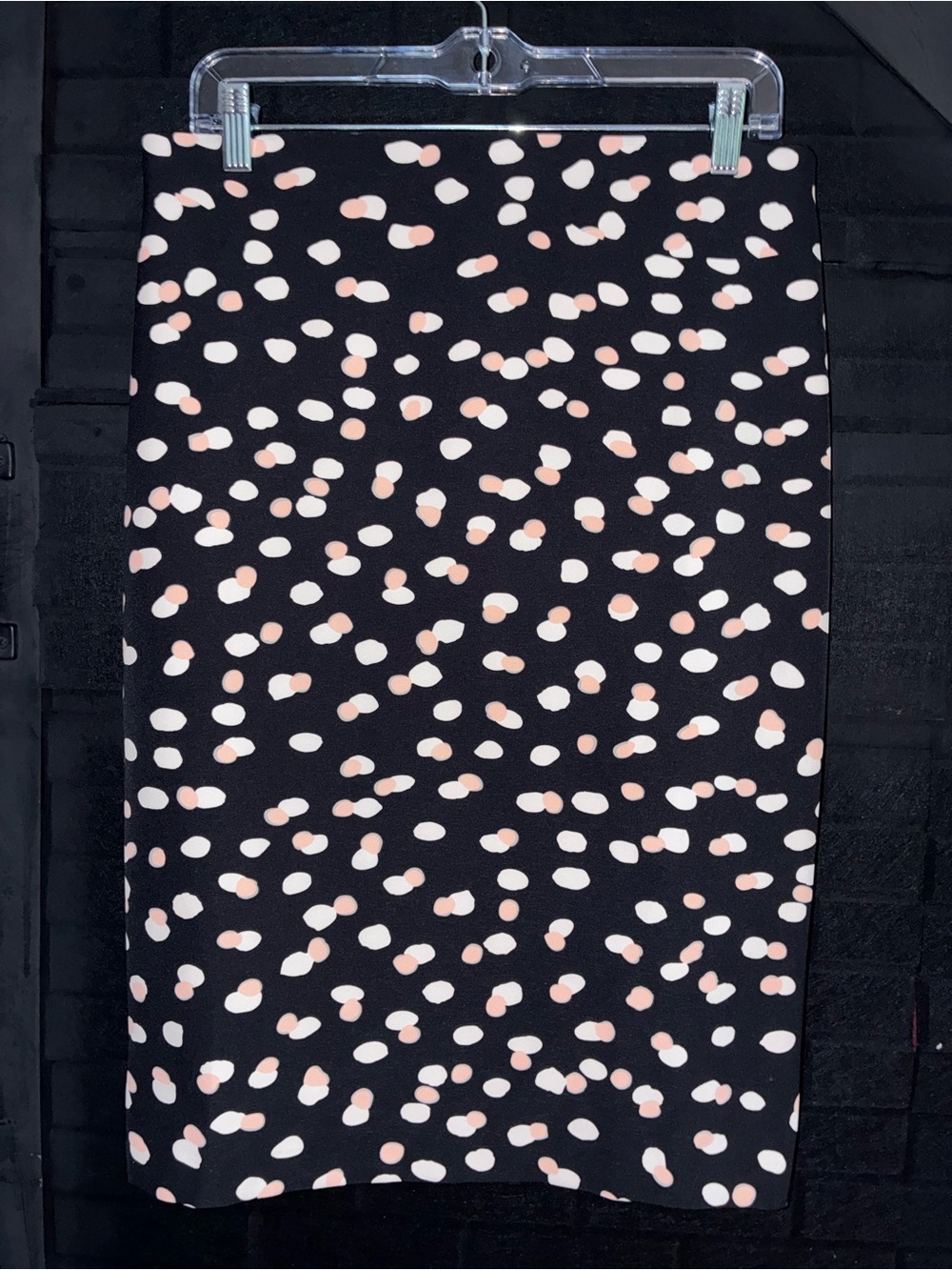 Philosophy Black Pencil Skirt with Pink and White Dot Print